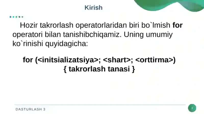 Takrorlash operatorlari 3