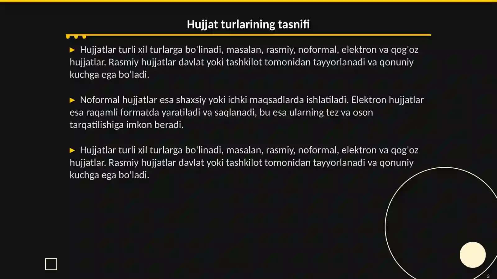 Hujjat turlari va ish yuritish asoslari 3