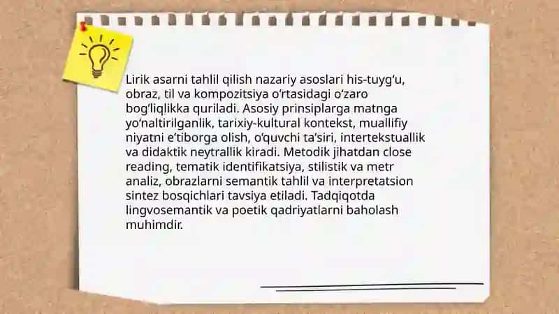 Lirik asarlarni tahlil qilish metodikasi 3
