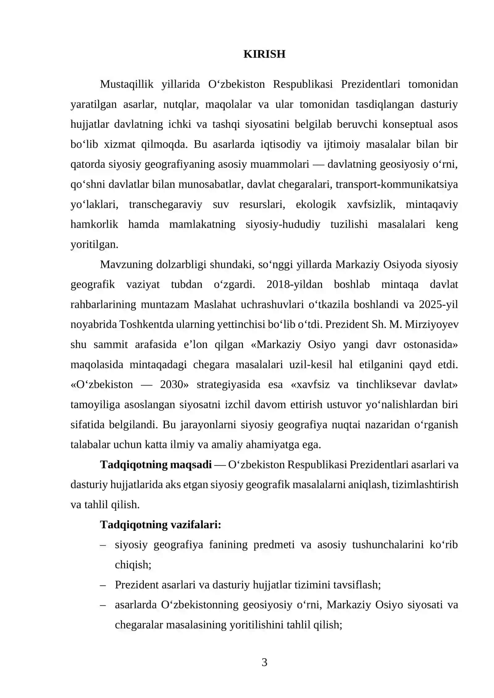 prezident asarlarida siyosiy geografik masalalar referat 3