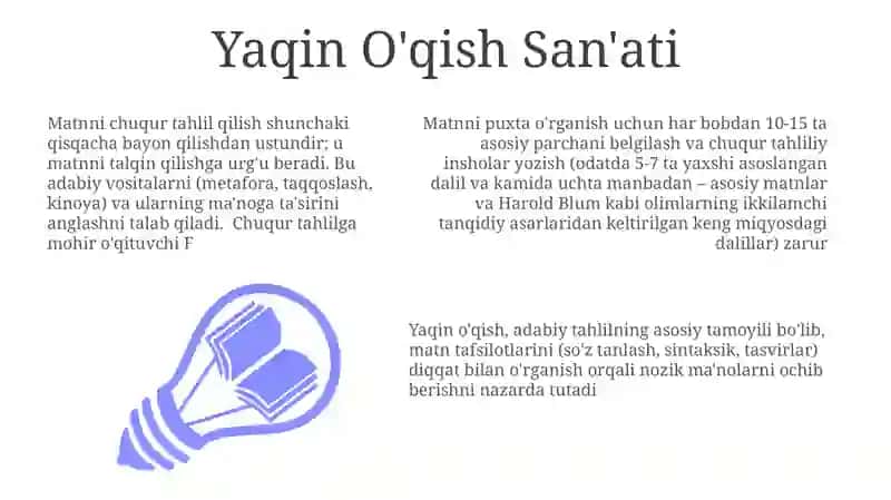 Yaqin O'qish San'ati 3