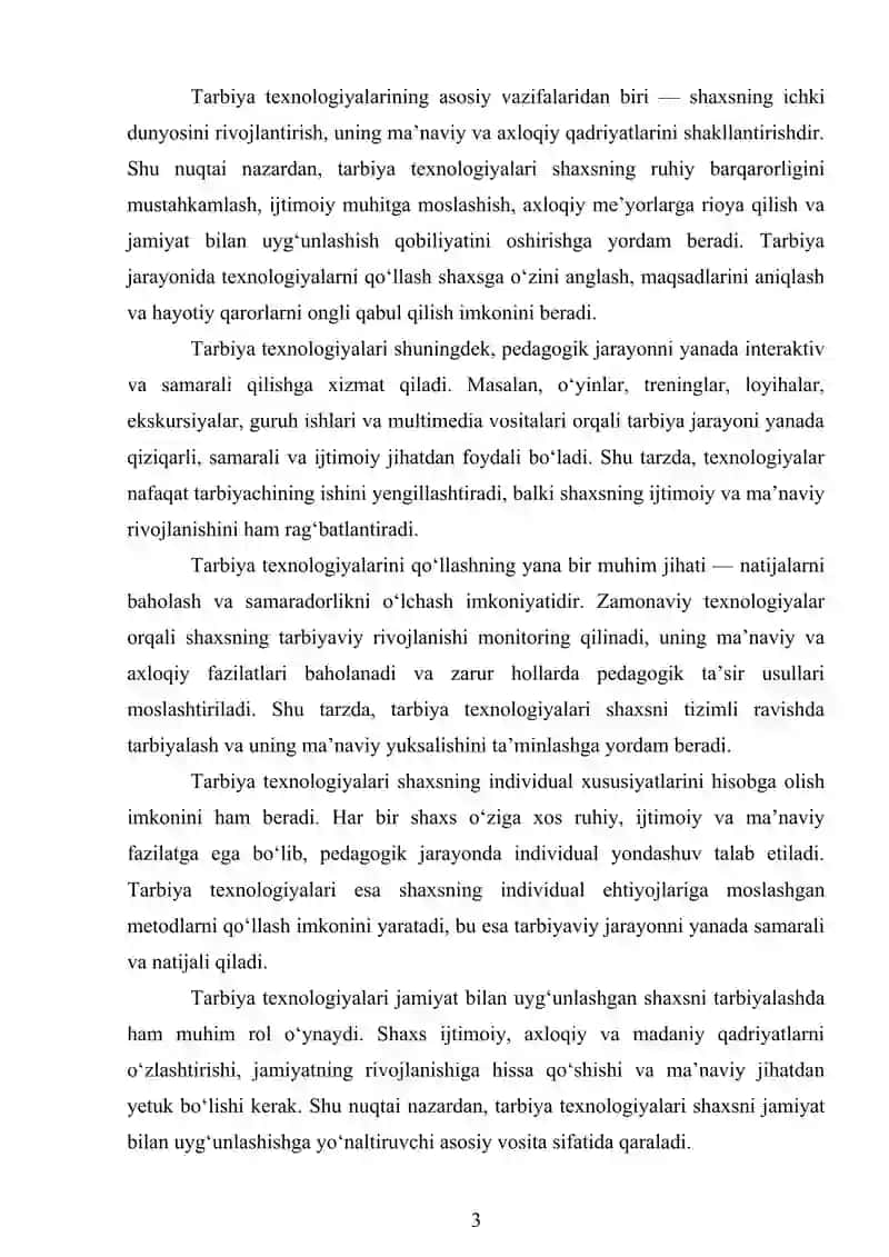 TARBIYA TEXNOLOGIYALARI 3