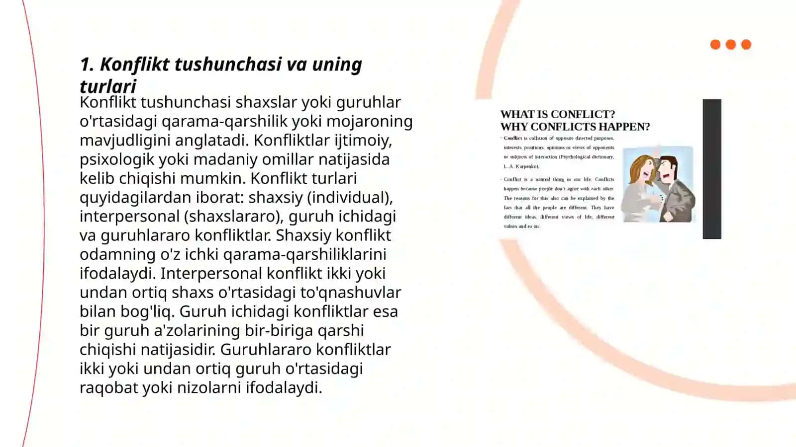 Konfliktlarni yuzaga kelishi va ularni xal qilish 3