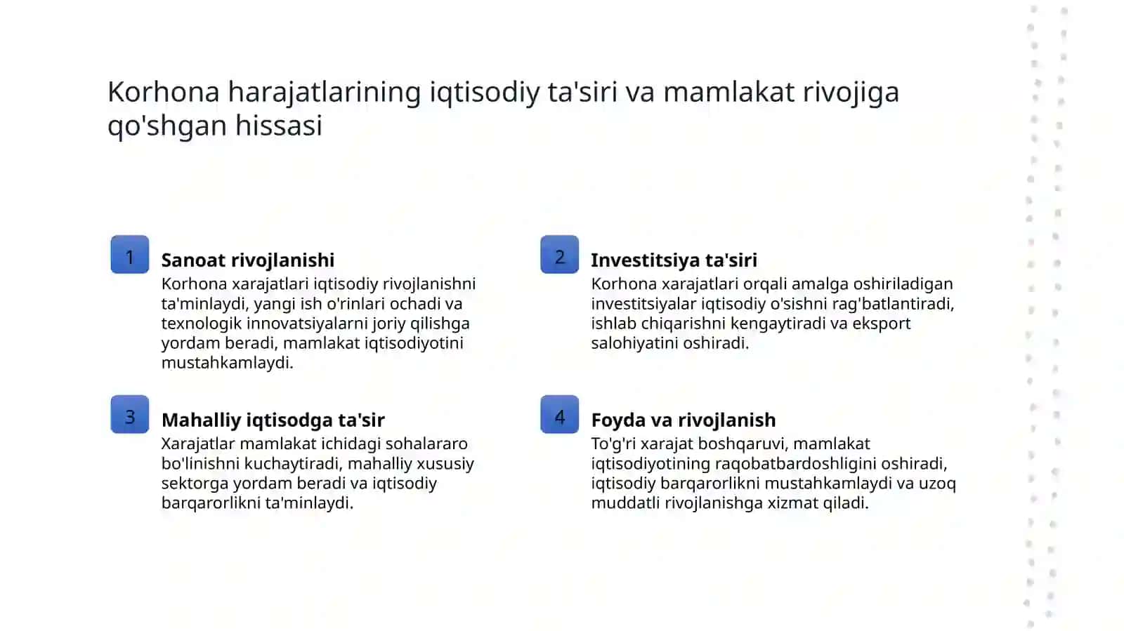 Korhona harajatlari va uning foidasi 3