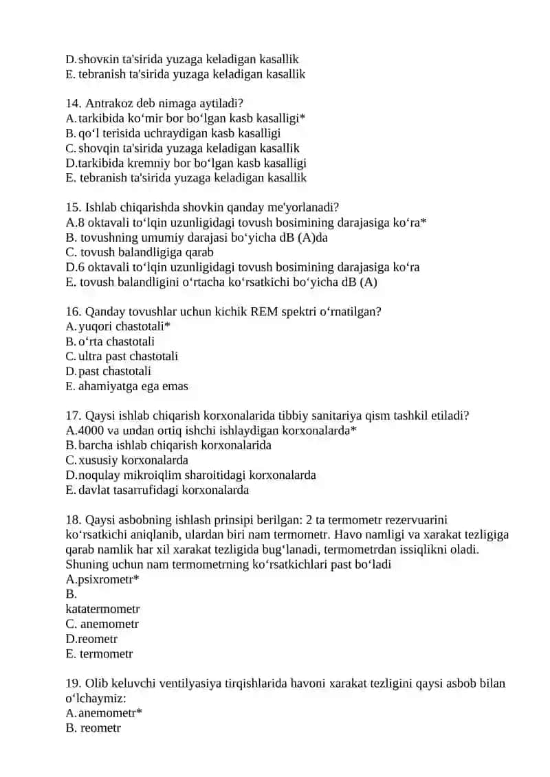 Mehnat muhofazasidan 3000 talik test 2026 3