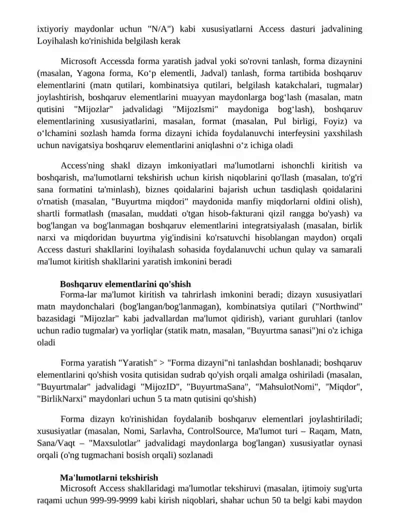 Microsoft Accessda forma yaratish 3