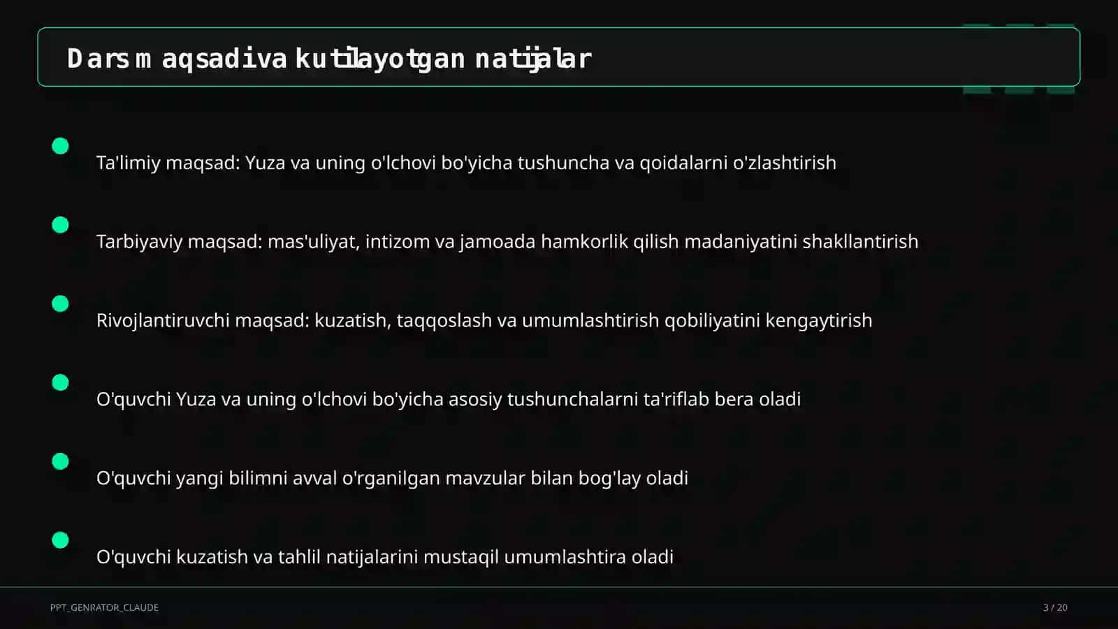 Yuza va uning o'lchovi (3-sinf) 3