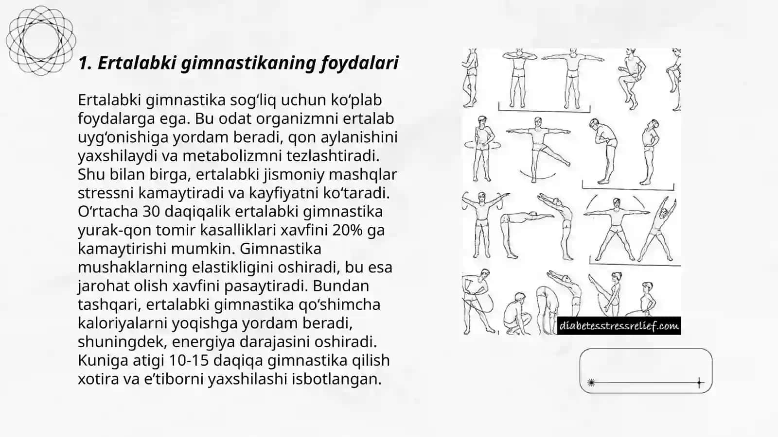Ertalabki gimnastikani musiqa ostida ōtish 3