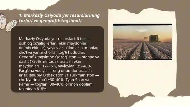 Markaziy Osiyoda yer resurslarining turlari va geografik taqsimoti 3
