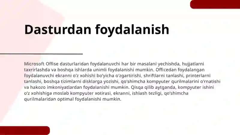 OFIS DASTURLARI(WORD, EXCEL, POWERPOINT 3