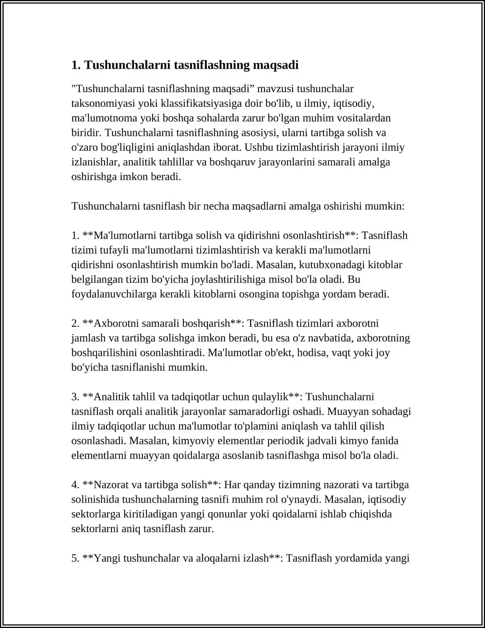 Tushunchalarni tasniflashning maqsadi va tuzilishi 3