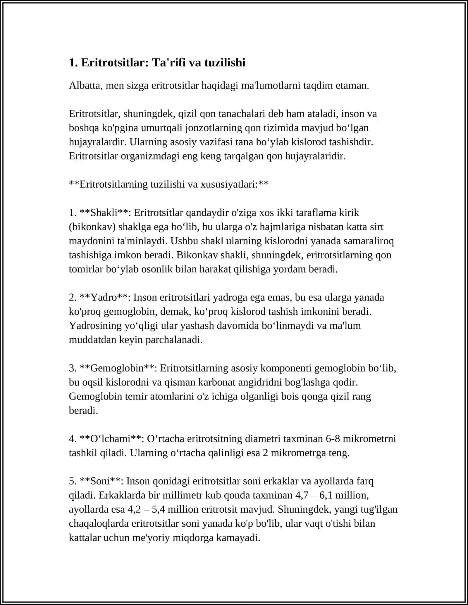 ERITROTSITLAR, TURLARI FUNKSIYALARI 3