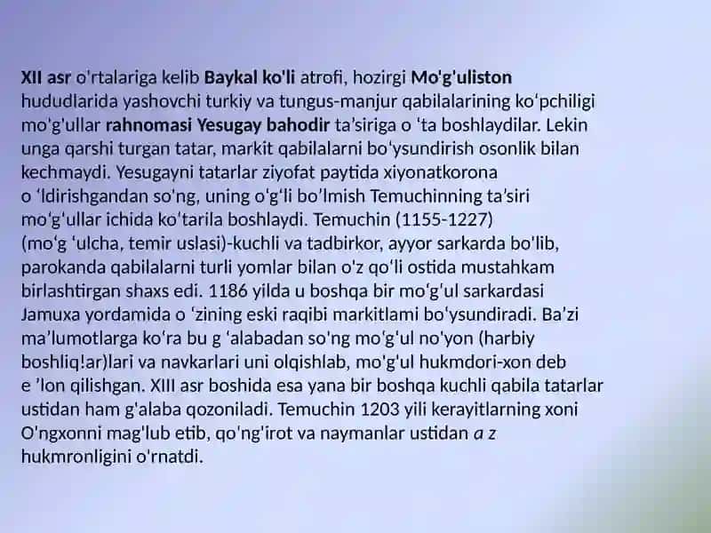 Mo’g’ullar istilosi va zulmiga qarshi kurash.Jaloliddin Manguberdi-mard va jasur ajdodimiz. 3