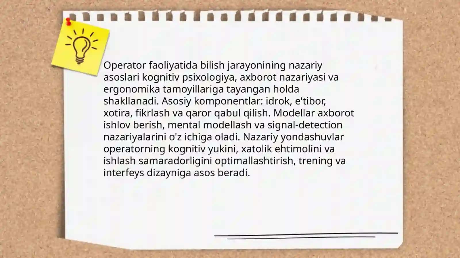 Operator faoliyatida bilish jarayonining orni 3
