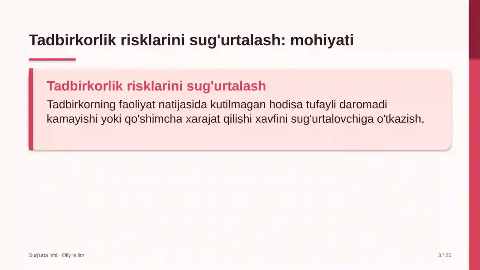 Bolalar o'yin markazlarida tadbirkorlik risklarini sug'urtalash 3