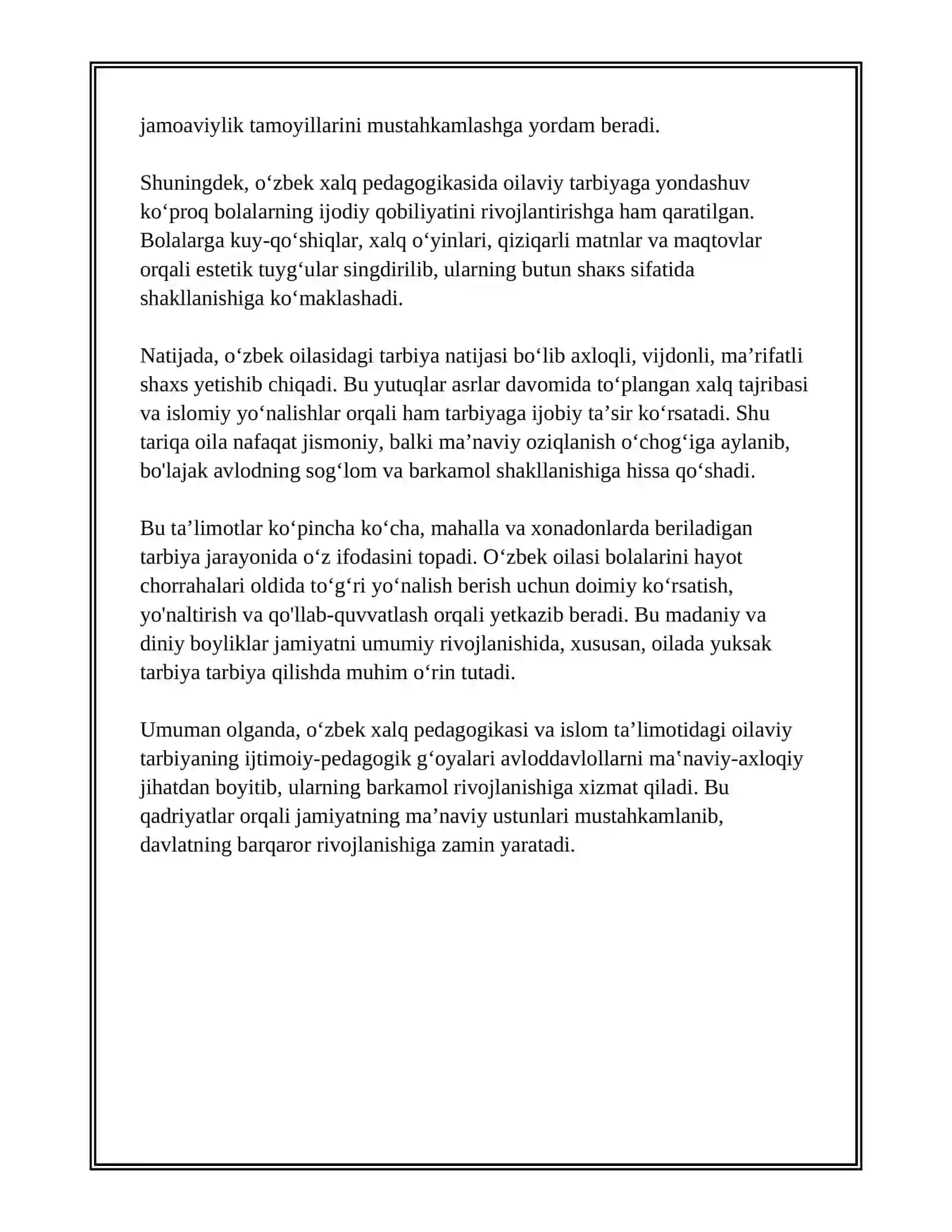 OʻZBEK XALQ PEDAGOGIKASI VA ISLOM TALIMOTIDA IJTIMOIY-PEDAGOGIK GʻOYALAR 3