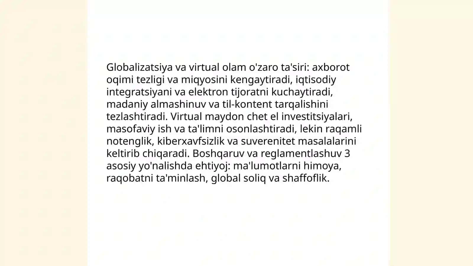 Globalizatsiya va virtual olamning o'zaro ta'siri 3