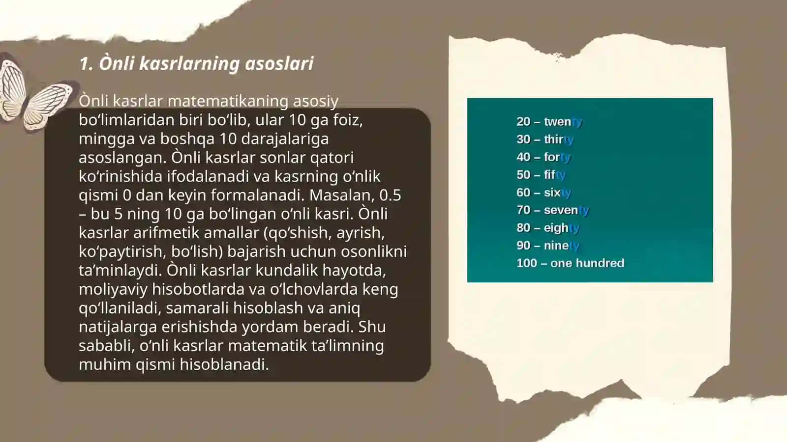 Ònli kasrlarni ònliklarga, yuzliklarga va mingliklarga bòlish 3