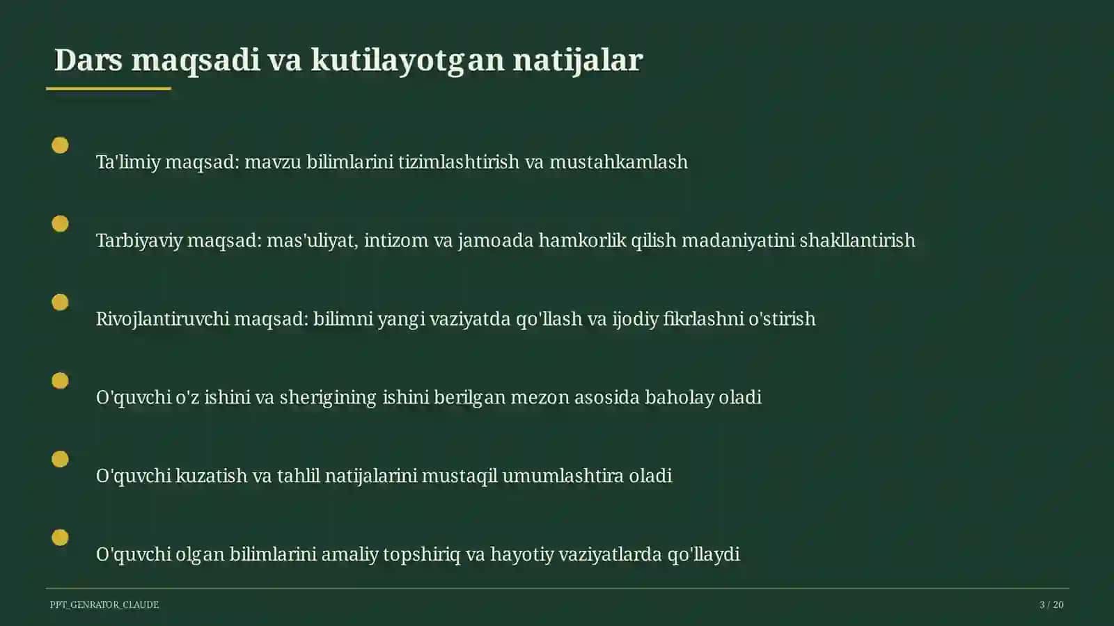 Sinf soati va tarbiyaviy tadbirlar (1– 11) 3