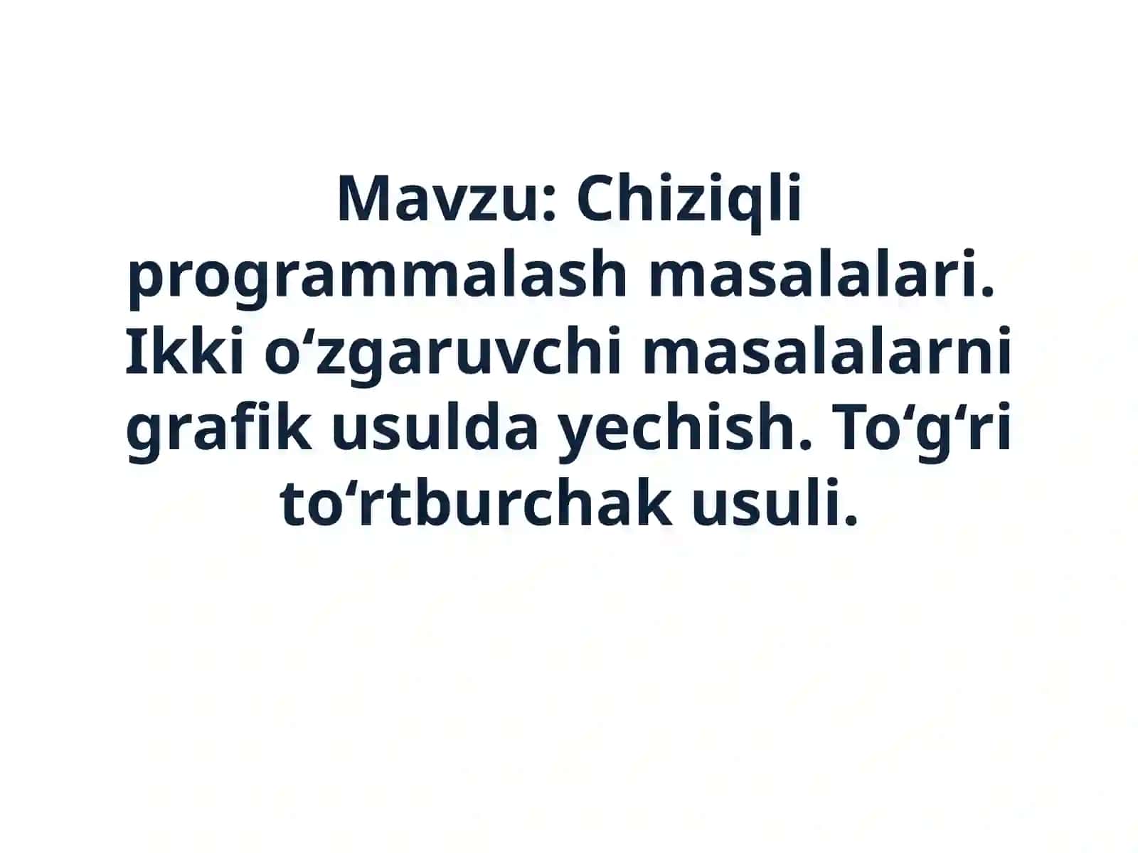 Fan: Jarayonlar tadqiqoti va optimal boshqaruv 3