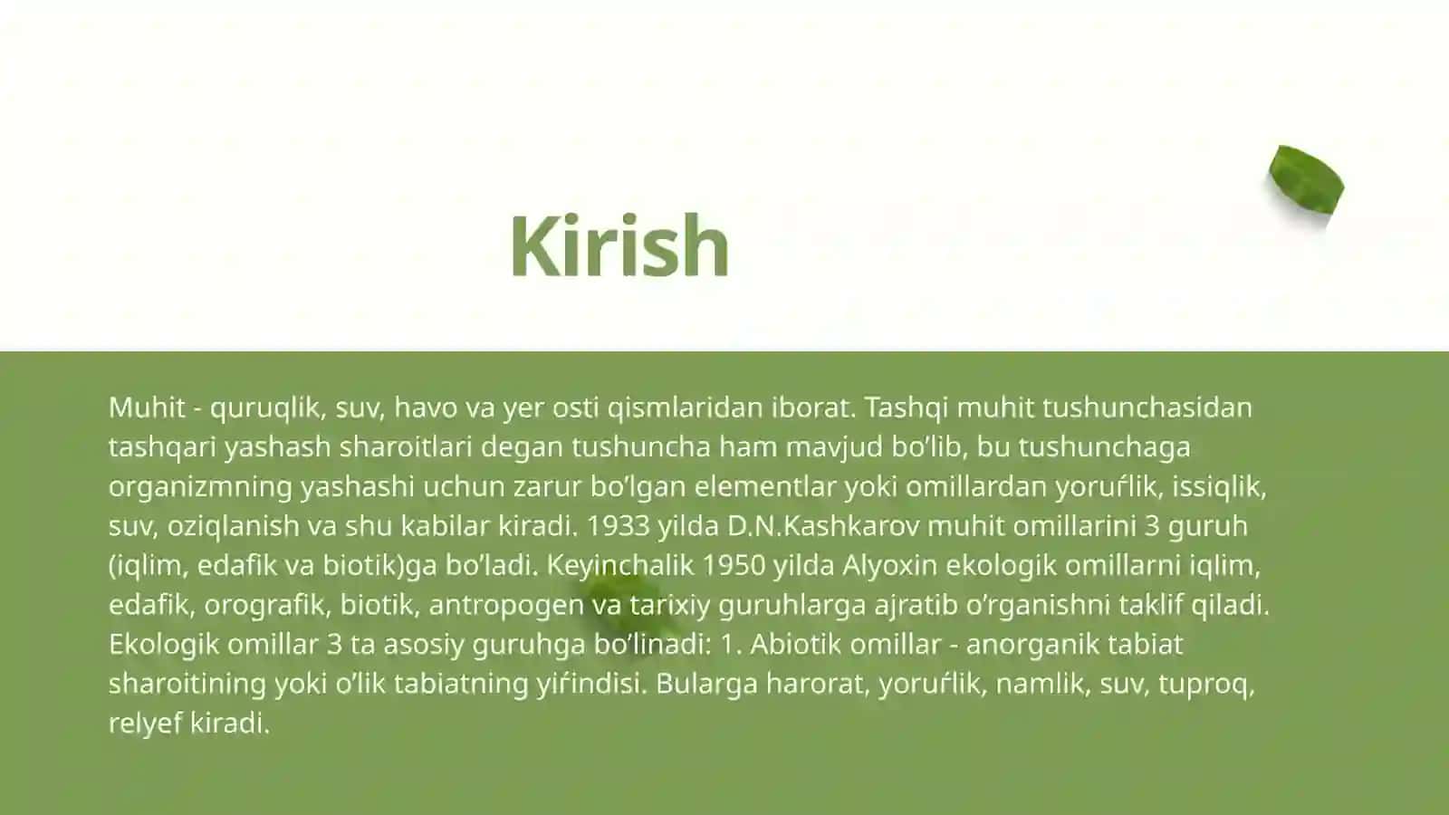 EKOLOGIK OMILLAR VA ULARNING ORGANIZMLARGA TA’SIRI 3