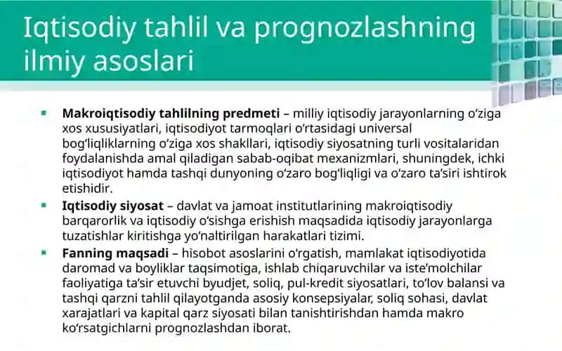 Iqtisodiy tahlil va prognozlashning ilmiy asoslari 3