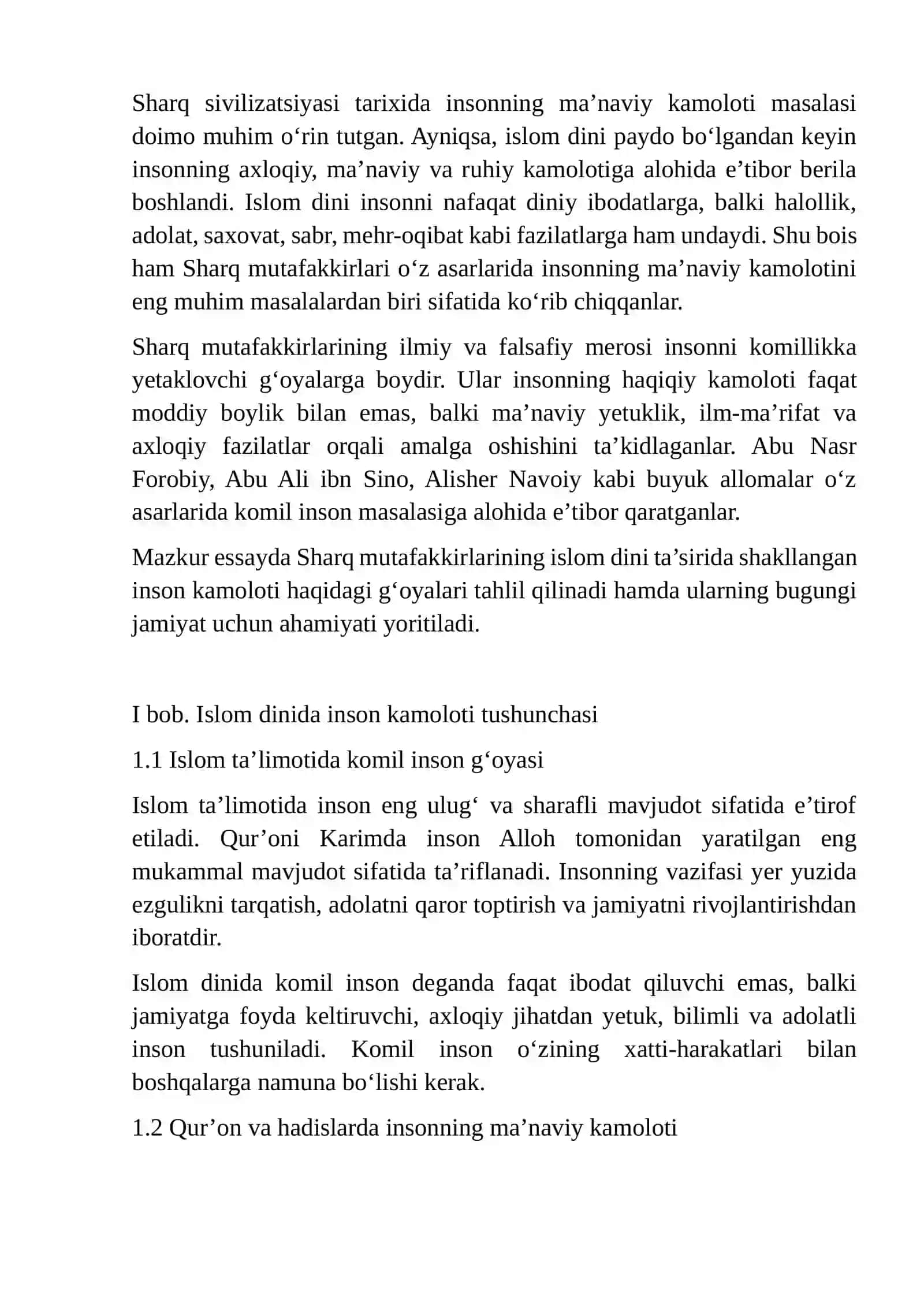 “Sharq mutafakkirlarining islom dinining inson kamolotiga ta’siri haqidagi g‘oyalari” mavzusida essay 3