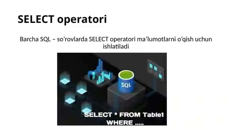 SQL so‘rovlari tilida sodda SELECT operatori 3