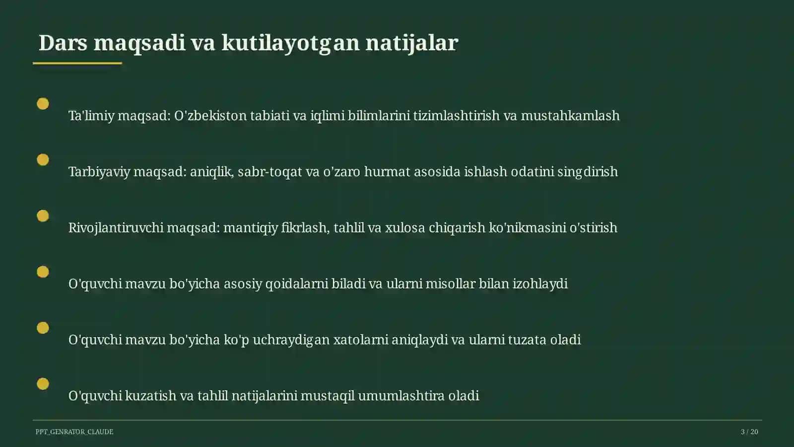O'zbekiston tabiati va iqlimi (4-sinf) 3