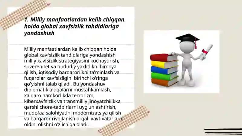 Milliy manfaatlardan kelib chiqqan holda umumbashariy muammolarga yondashish 3