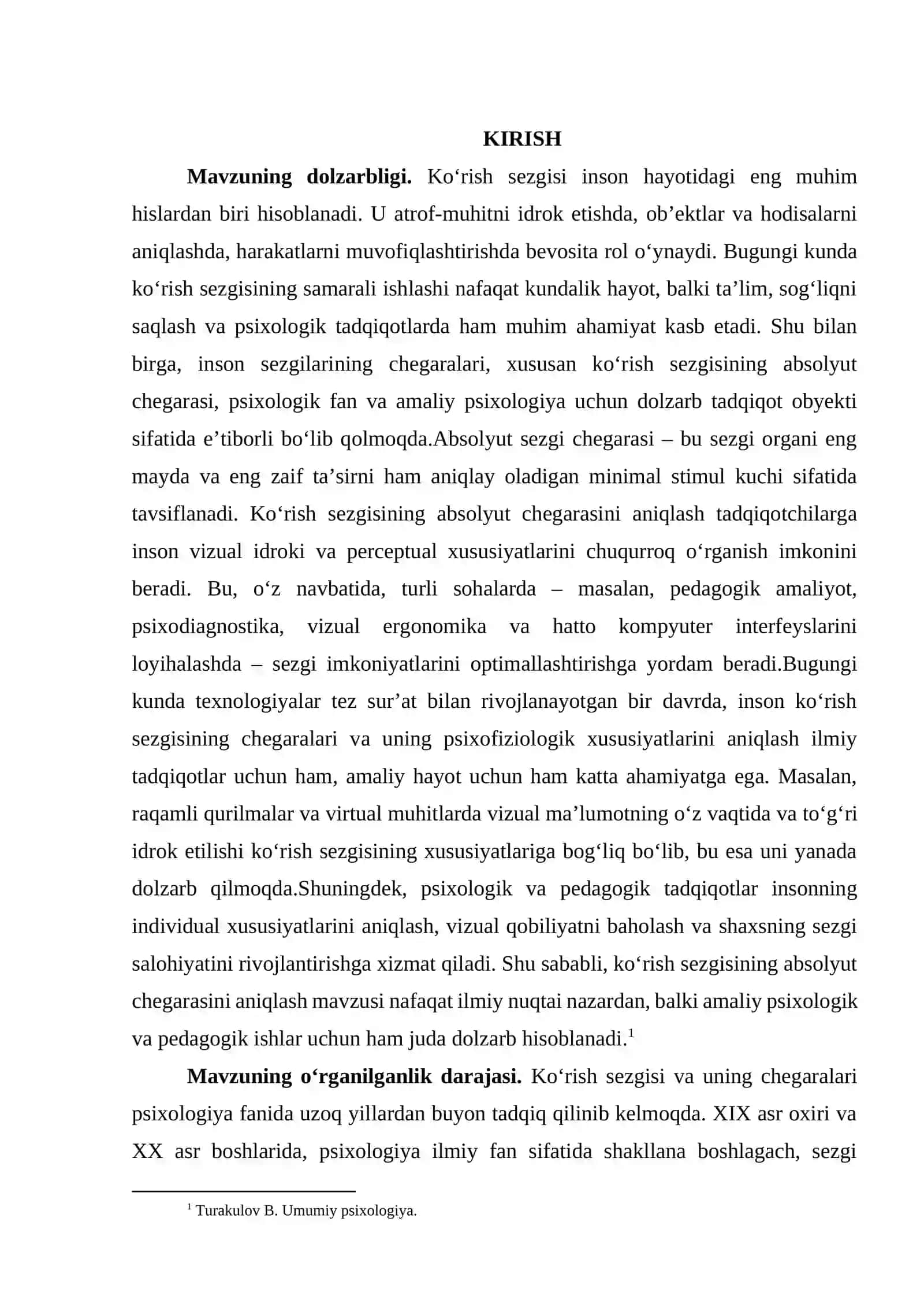 Ko'rish sezgisining absolyut chegarasini aniqlash mavzusidagi tayyor kurs ishi 3