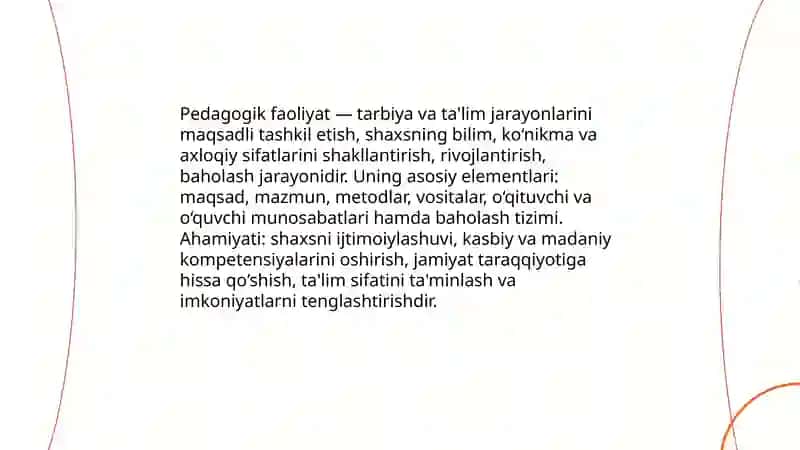 Pedagogik faoliyatning tarkibi va mazmuni 3