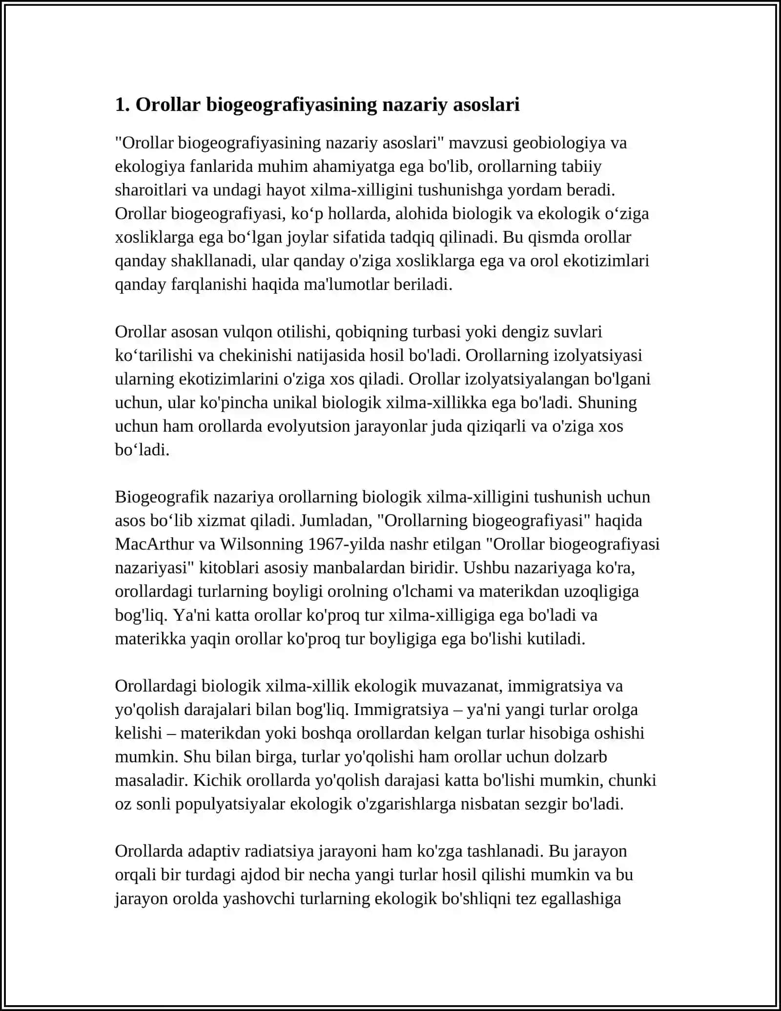 OROLLAR BIOGEOGRAFIYASINI O'RGANISH 3