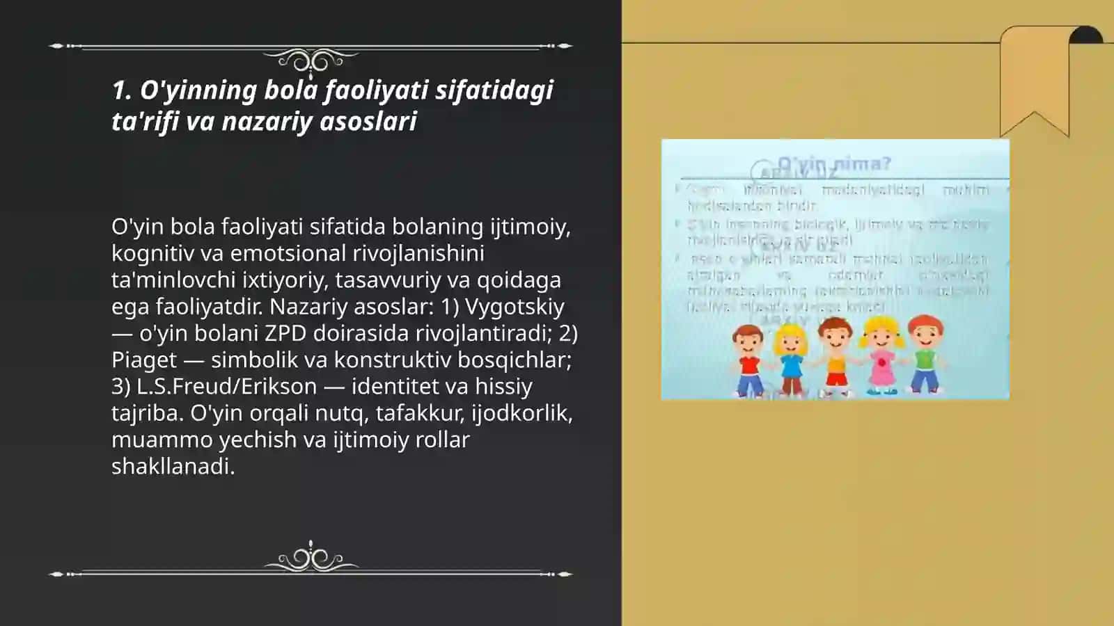 O'yinning bola faoliyati sifatidagi mohiyati va o'ziga xosligi 3
