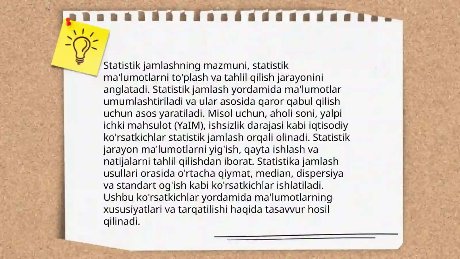 Statistik jamlashning mazmuni va masalalari 3