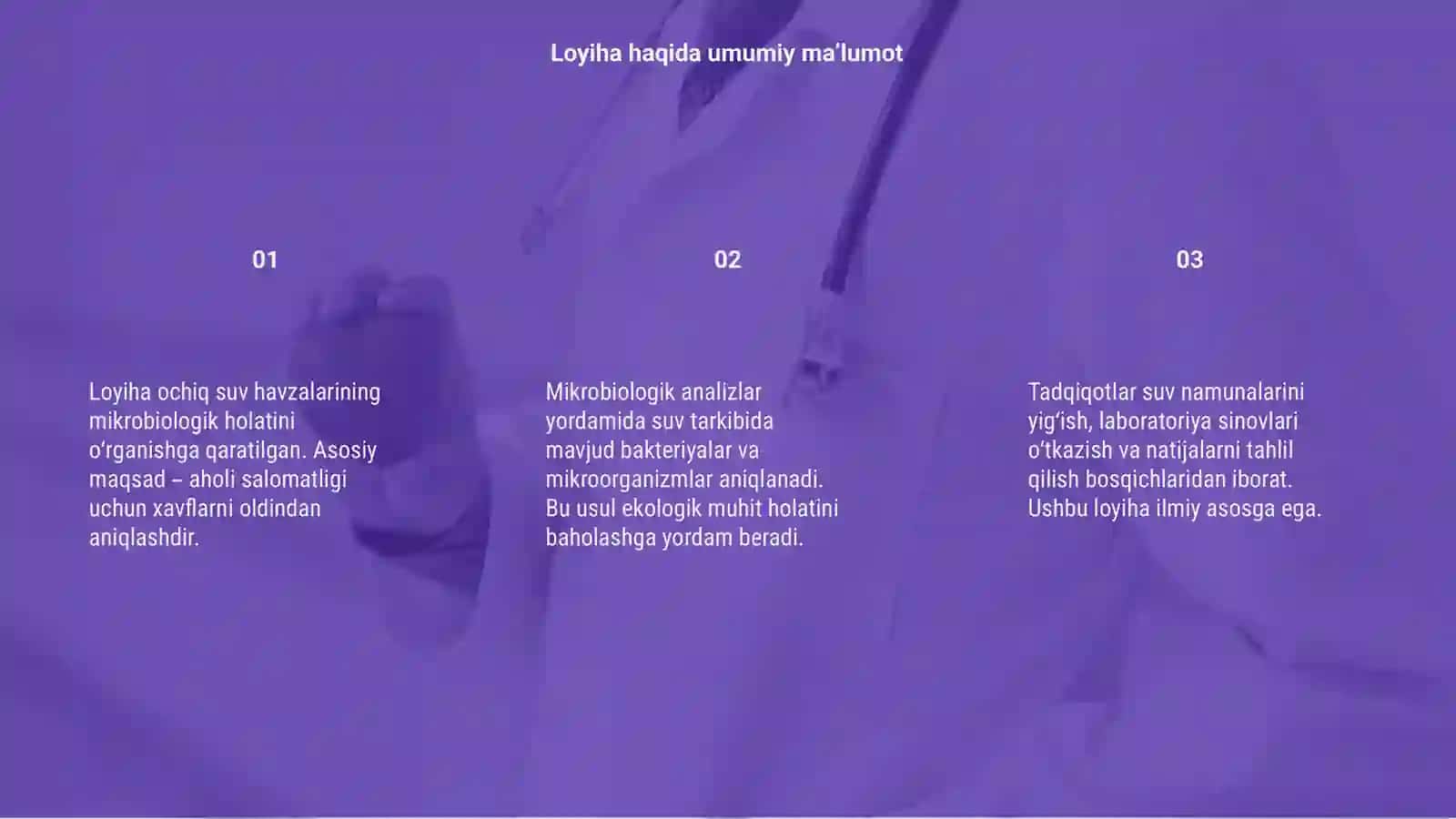 Ochiq suv havzasini mikrobiologik tekshirish loyiha ishi 3