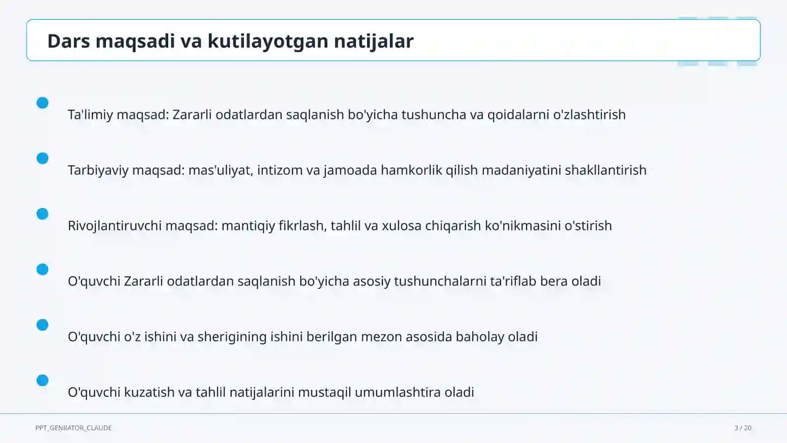 Zararli odatlardan saqlanish (7-sinf) 3