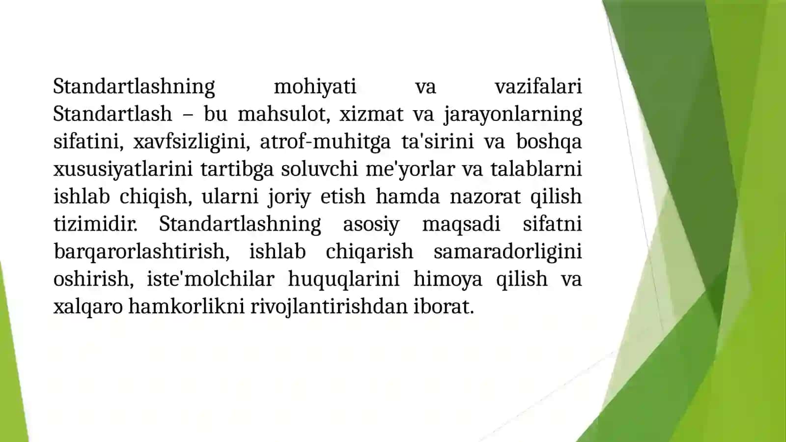 Standartlash, sertifikatsiya va metrologiya fanining vazifasi va mahiyati 3