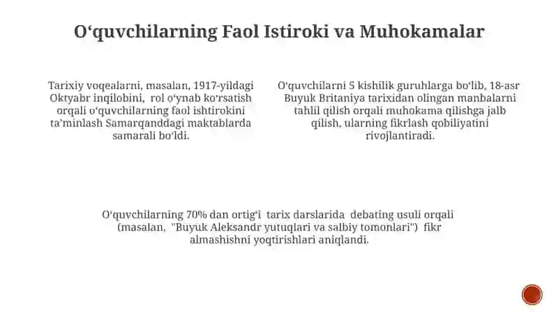 Tarix darslarini samaradorligini oshirish 3