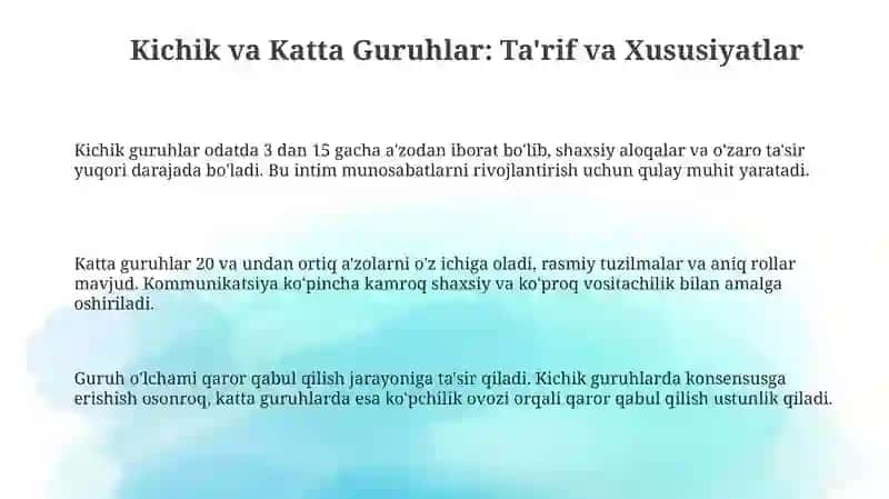 Kichik va katta guruhlar psixologiyasi 3