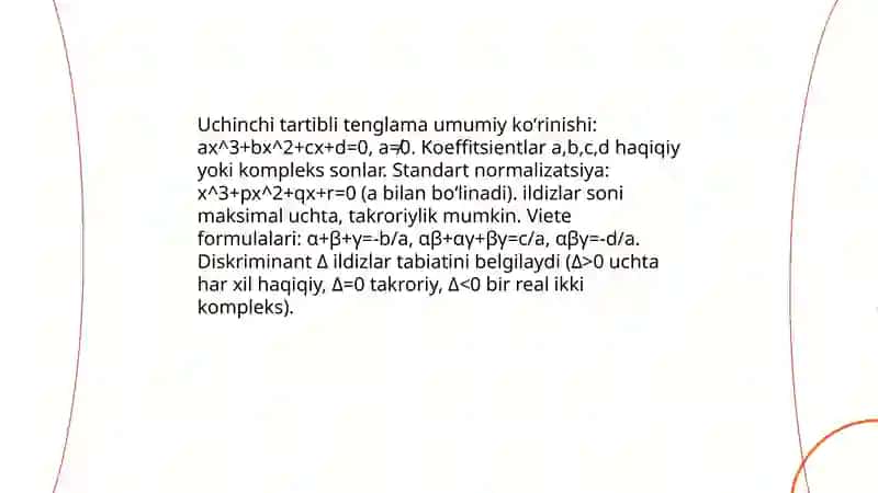 Uchinchi va toʻrtinchi tartibli tenglamalar 3