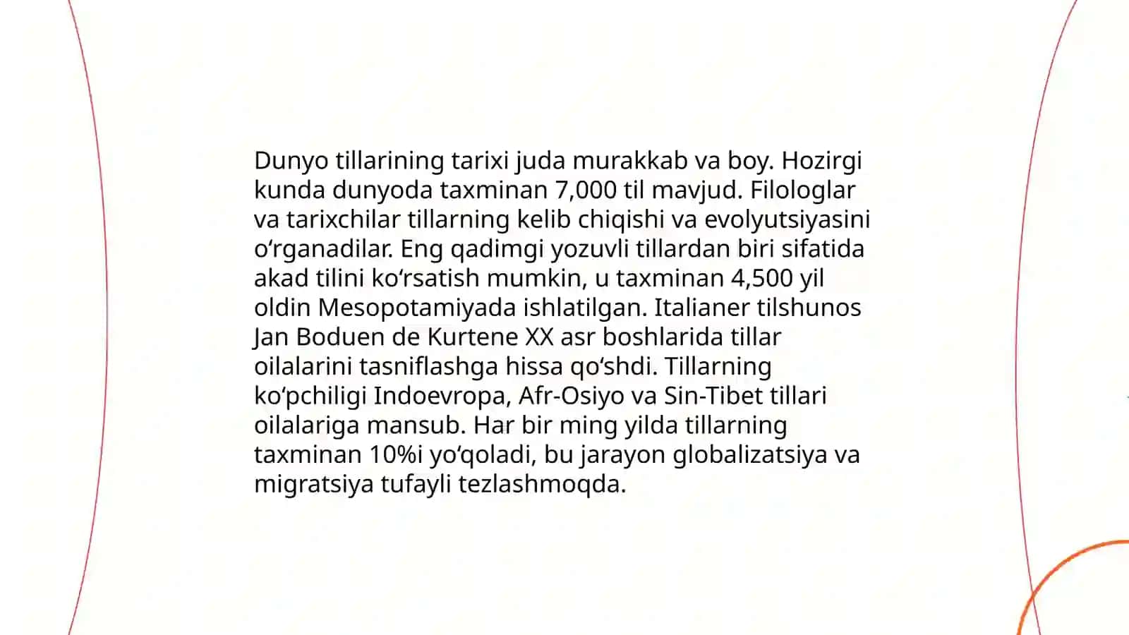 Til oilalari. Dunyo tillari. Tillar tasnifi. Tasnif turlari 3