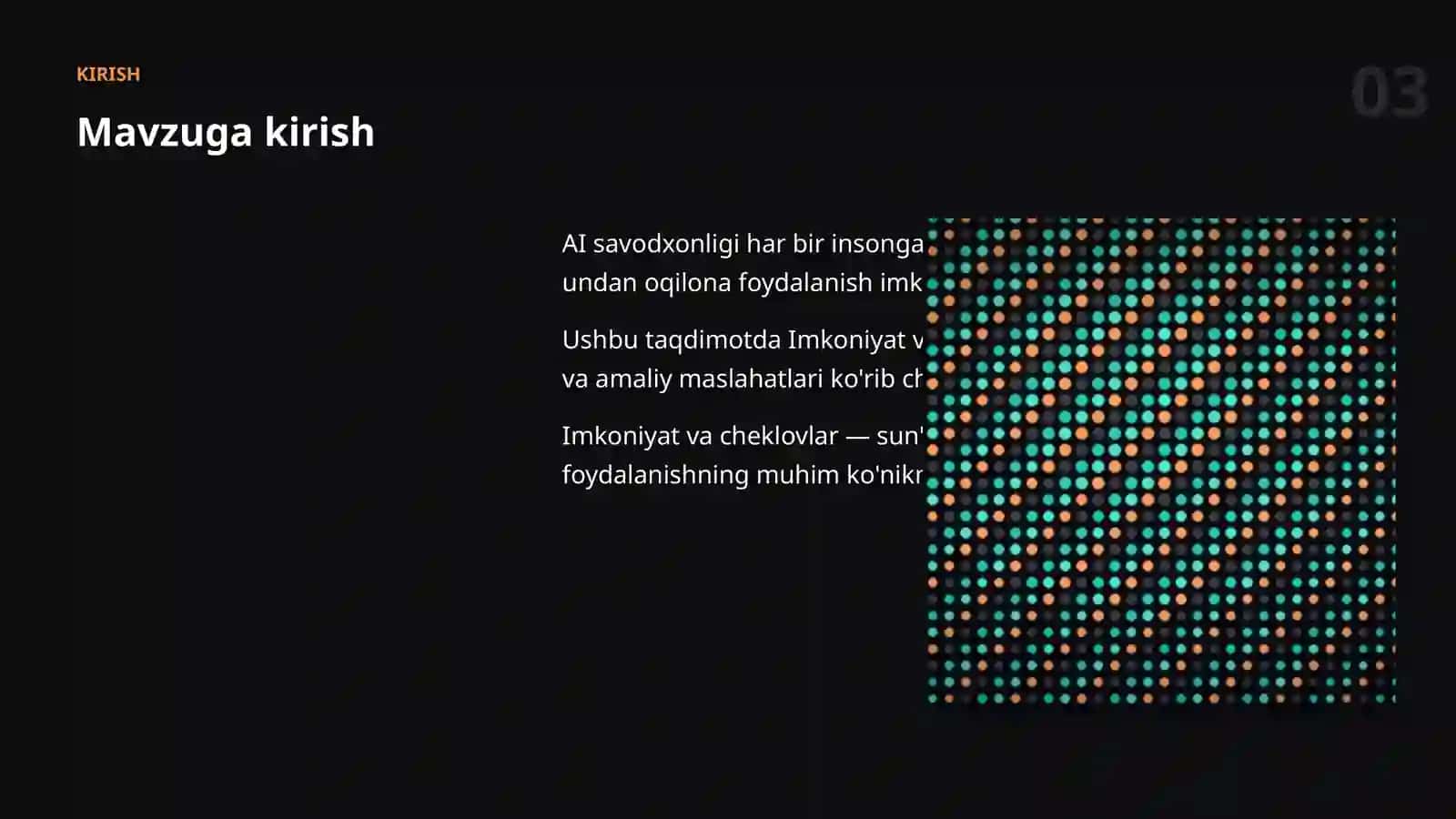 AI SAVODXONLIGI 3