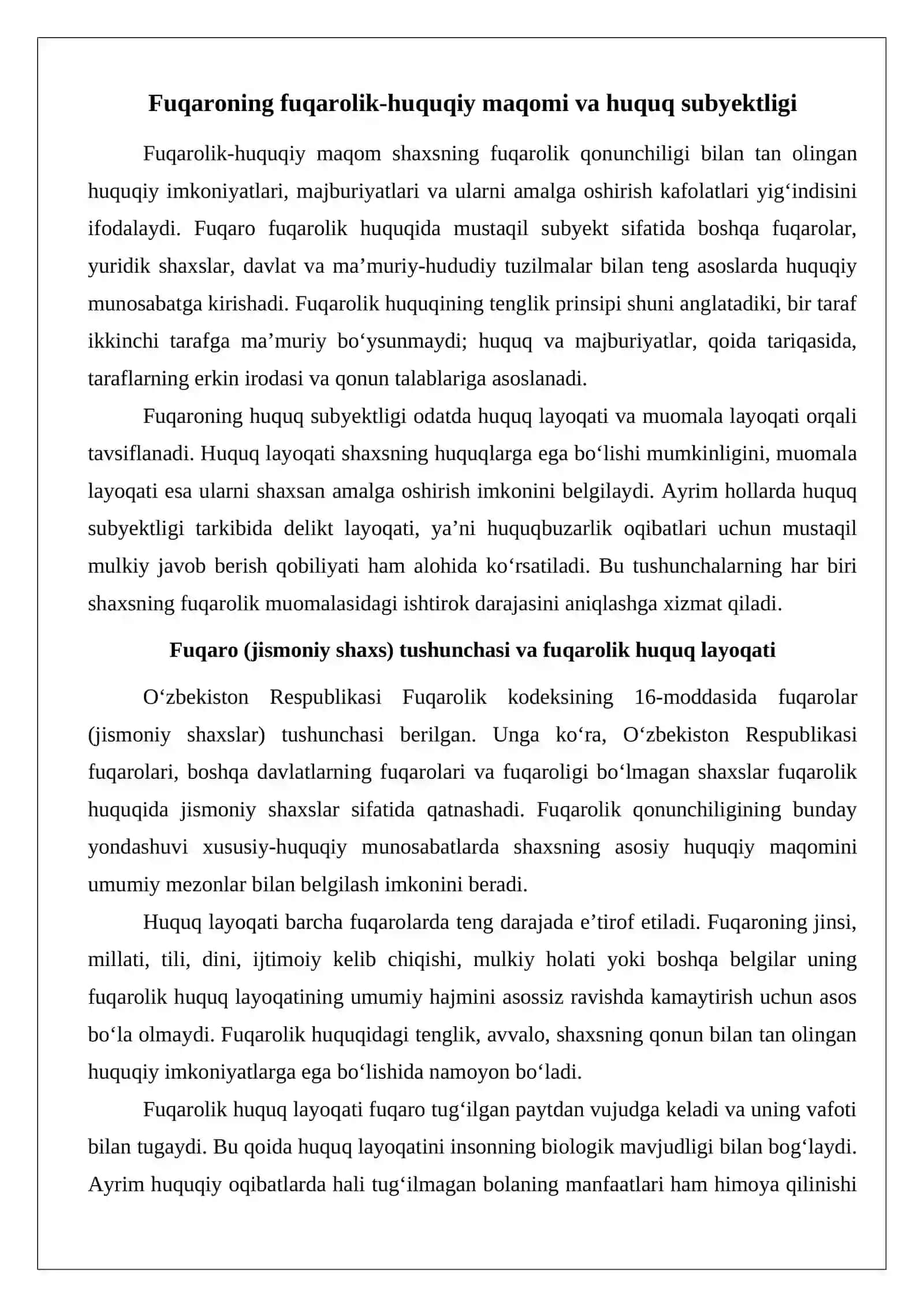 Fuqarolar — fuqarolik huquqining subyekti sifatida 3