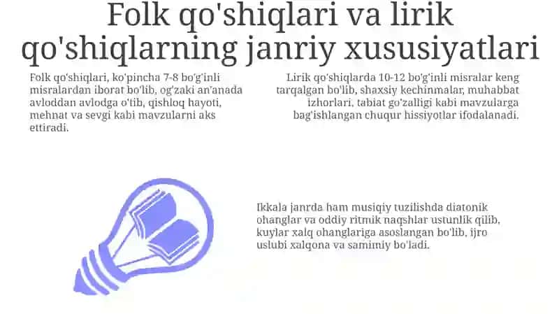 Folk Qo'shiqlari, Yor-Yor, va Kelin Salomlarning Janriy Xususiyatlari 3