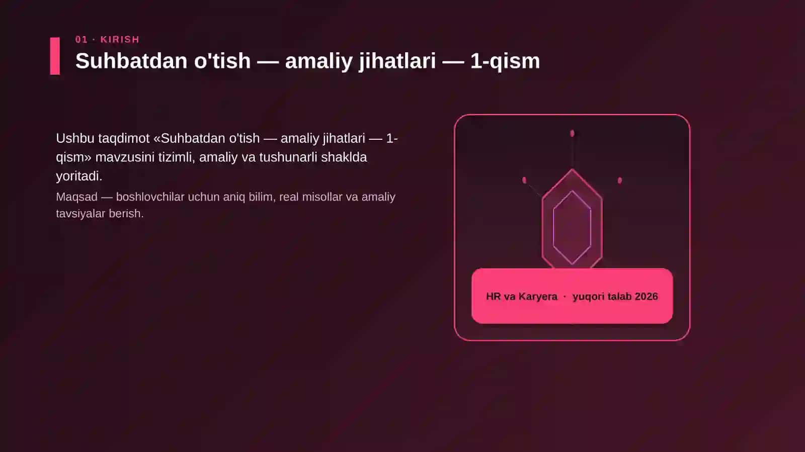 Suhbatdan o'tish — amaliy jihatlari — 1-qism 3