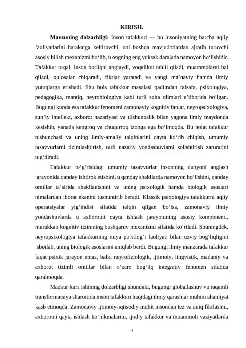 TAFAKKUR: UMUMIY TASAVVURLAR VA NAZARIY YONDASHUVLAR 3