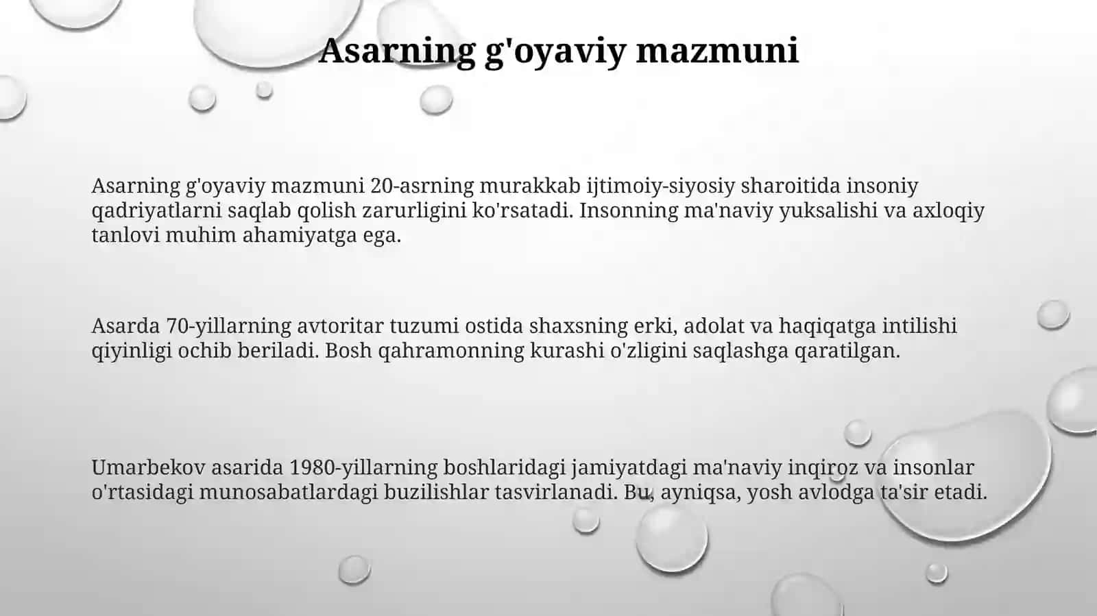 Oʻlmas Umarbekov "odam boʻlish qiyin"asari 3