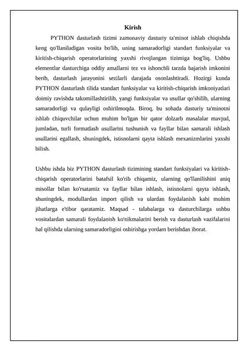 PYTHON standart funksiyalari va kiritish/chiqarish operatorlari 3