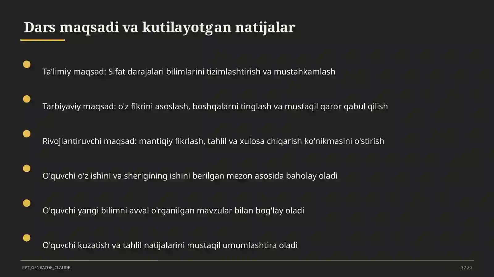 Sifat darajalari (6-sinf) 3